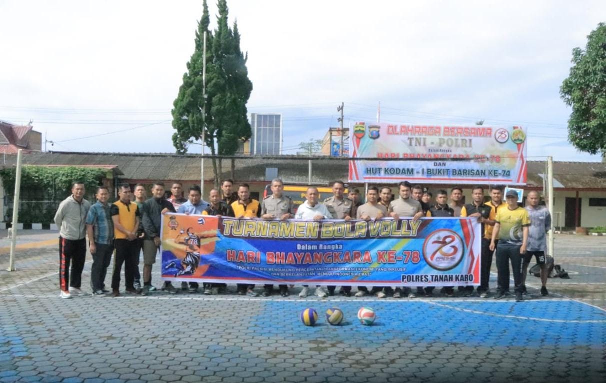 Tingkatkan Soliditas Antar Personel, Menyambut Hari Bhayangkara Polres Tanah Karo Gelar Pertandingan Olahraga Antar Personel